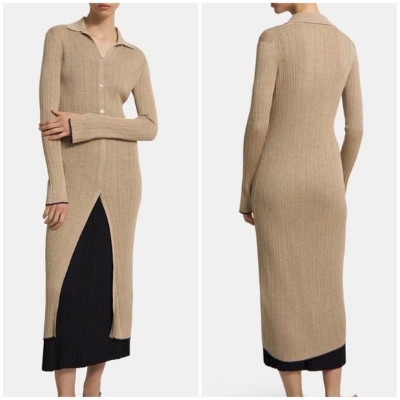 Theory washable silk rib cardigan in blue NWT - Picture 2 of 5